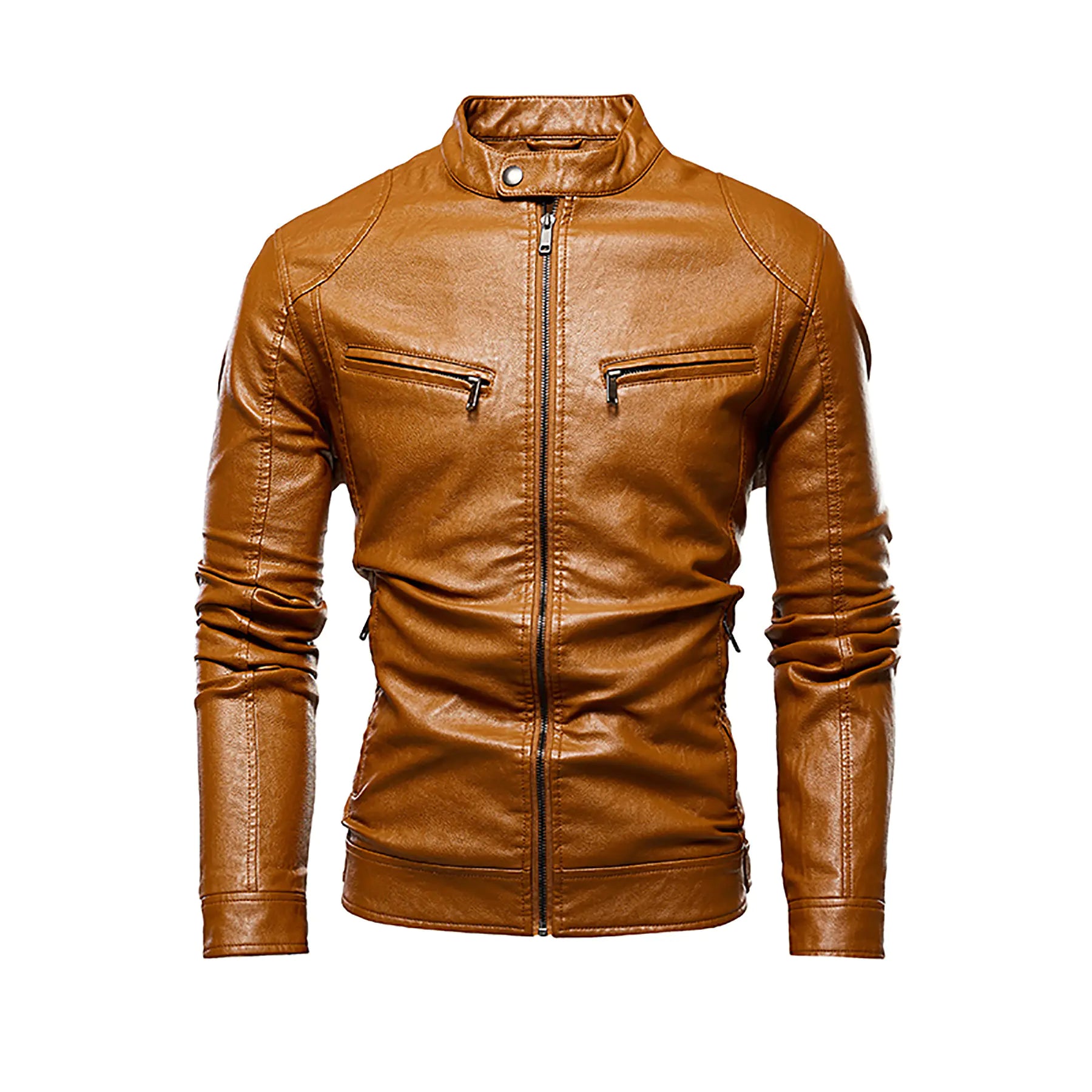 Men's Fleece-Lined PU Leather Jacket